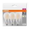 SET 3 becuri LED Osram, soclu E27, putere 7W, forma clasic, lumina alb calda, alimentare 220 - 240 V, "000004058075819351" (timb