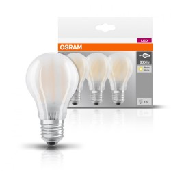 SET 3 becuri LED Osram, soclu E27, putere 7W, forma clasic, lumina alb calda, alimentare 220 - 240 V, "000004058075819351" (timb