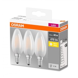 SET 3 becuri LED Osram, soclu E14, putere 4.5W, forma lumanare, lumina alb calda, alimentare 220 - 240 V, "000004058075819375" (