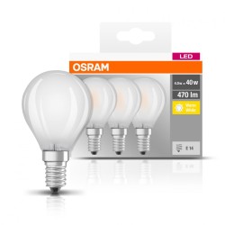 SET 3 becuri LED Osram, soclu E14, putere 4W, forma clasic, lumina alb calda, alimentare 220 - 240 V, "000004058075819399" (timb