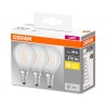 SET 3 becuri LED Osram, soclu E14, putere 4W, forma clasic, lumina alb calda, alimentare 220 - 240 V, "000004058075819399" (timb
