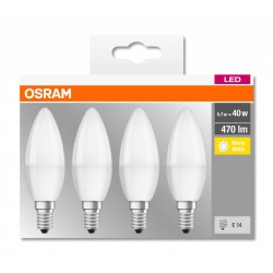 SET 4 becuri LED Osram, soclu E14, putere 5.7W, forma lumanare, lumina alb calda, alimentare 220 - 240 V, "000004058075819474" (