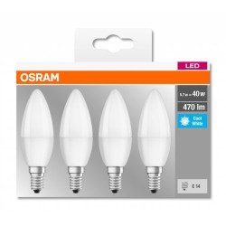 SET 4 becuri LED Osram, soclu E14, putere 5.7W, forma lumanare, lumina alb, alimentare 220 - 240 V, "000004058075819610" (timbru