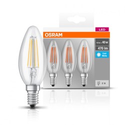 SET 3 becuri LED Osram, soclu E14, putere 4W, forma lumanare, lumina alb, alimentare 220 - 240 V, "000004058075819719" (timbru v