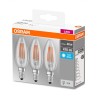 SET 3 becuri LED Osram, soclu E14, putere 4W, forma lumanare, lumina alb, alimentare 220 - 240 V, "000004058075819719" (timbru v