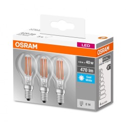 SET 3 becuri LED Osram, soclu E14, putere 4W, forma clasic, lumina alb, alimentare 220 - 240 V, "000004058075819733" (timbru ver
