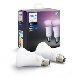 SET 2 becuri smart LED Philips, soclu E27, putere 10W, forma clasic, lumina multicolora, alimentare 220 - 240 V, "00000871869672