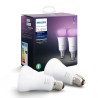 SET 2 becuri smart LED Philips, soclu E27, putere 9W, forma clasic, lumina multicolora, alimentare 220 - 240 V, "000008718699673