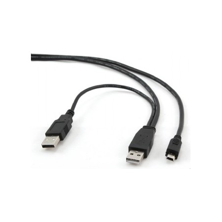 CABLU alimentare si date GEMBIRD, pt. smartphone, USB 2.0 (T) la Mini-USB 2.0 (T), 0.9m, conectori auriti, extra power socket US