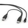 CABLU alimentare si date GEMBIRD, pt. smartphone, USB 2.0 (T) la Mini-USB 2.0 (T), 0.9m, conectori auriti, extra power socket US