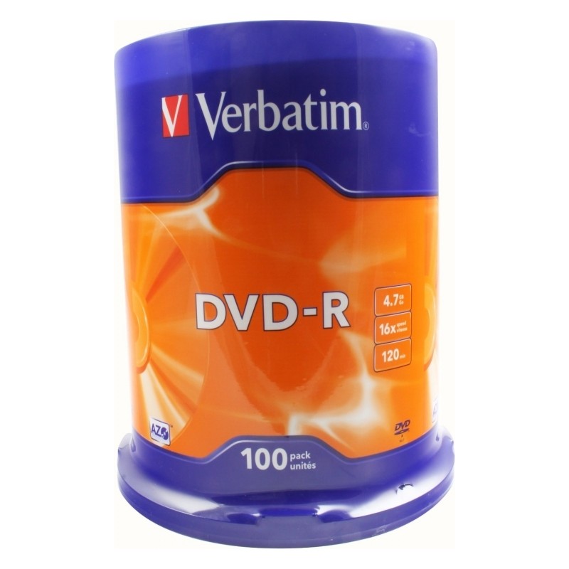 DVD-R VERBATIM  4.7GB, 120min, viteza 16x, 100 buc, Single Layer, spindle, "Matt Silver" "43549"
