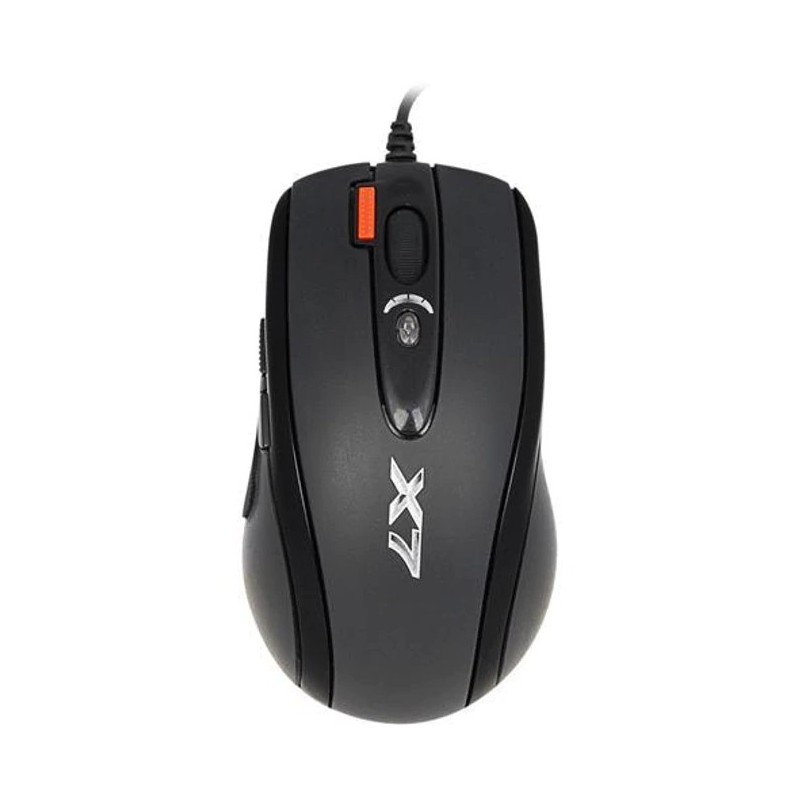 MOUSE A4tech, gaming, cu fir, USB, optic, 2000 dpi, butoane/scroll 6/1, buton selectare viteza, negru, "X-710BK" (timbru verde 0