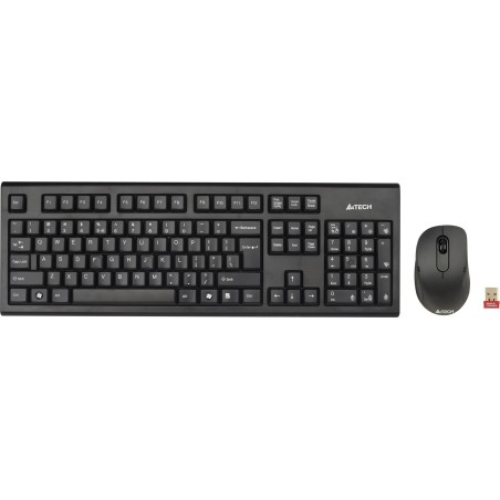 Kit TASTATURA si Mouse A4TECH, "GR-85+G3-630N", wireless, 104 taste format standard, mouse 1000dpi, 3/1 butoane, negru, "7100N" 