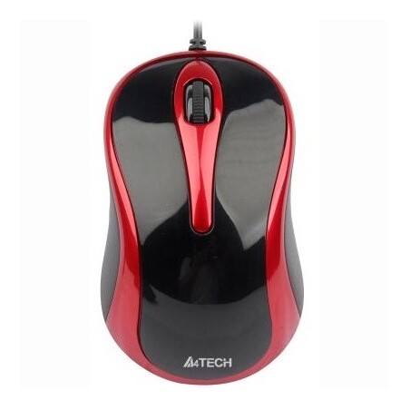 MOUSE A4tech, "N 350", PC sau NB, cu fir, USB, optic, 1000 dpi, butoane/scroll 3/1, , negru / rosu, "N-350-2" (timbru verde 0.18