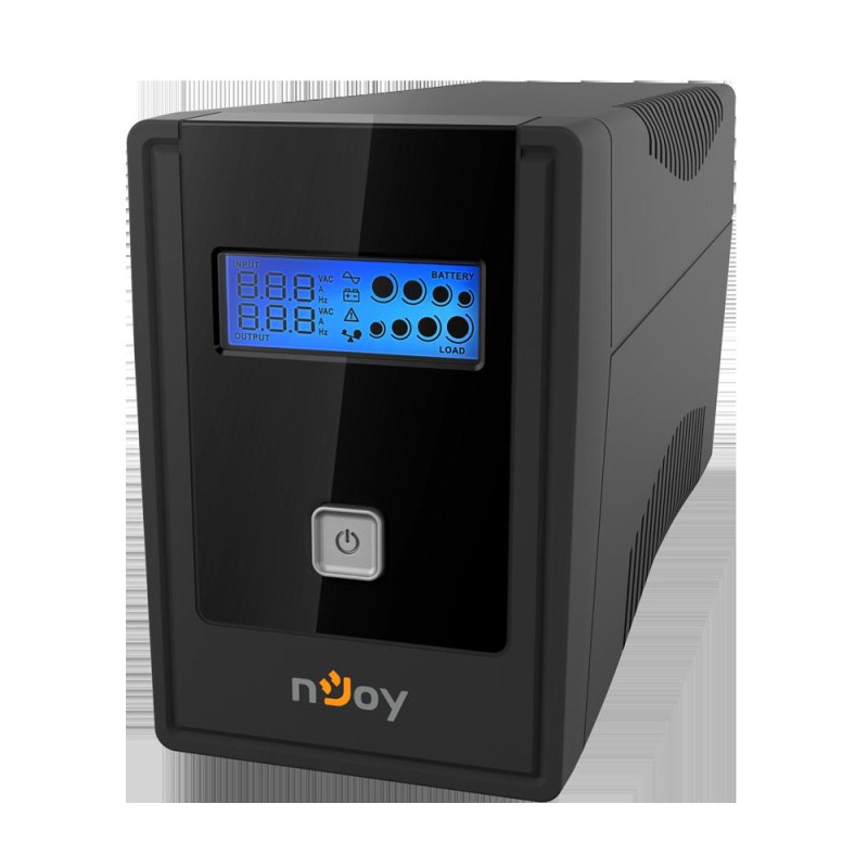 UPS NJOY, "Cadu 650", Line Int. cu management, mini tower, 600VA/360W, AVR, Schuko x 2, 1 x baterie GP07122F, display LCD, back-