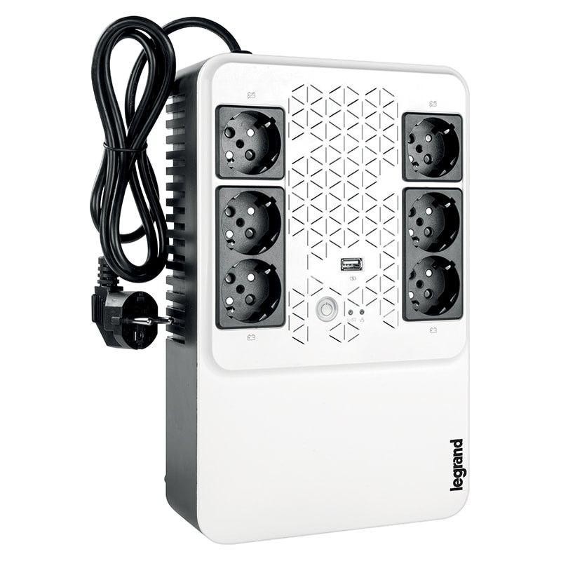UPS LEGRAND, "MULTIPLUG", Line Int. cu management, brick, 600VA/360W, AVR Schuko x 6, 1 x baterie 12V/7.2Ah, back-up 1 - 10 min.