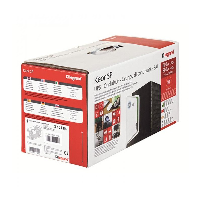 UPS LEGRAND, "KEOR SP", Line Int. cu management, mini tower, 1000VA/600W, AVR, IEC x 2/ Schuko x 2, back-up 1 - 10 min., "000000