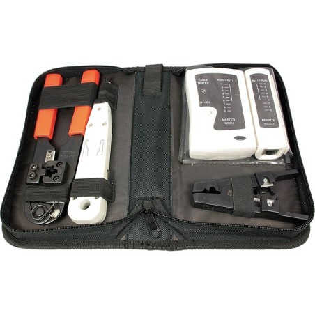 TRUSA scule retelistica, LOGILINK, fctii: testare cab, sertiz. mufe, deziz. cab, sertiz. cab, taiere cablu. 4 prod.: tester cab,