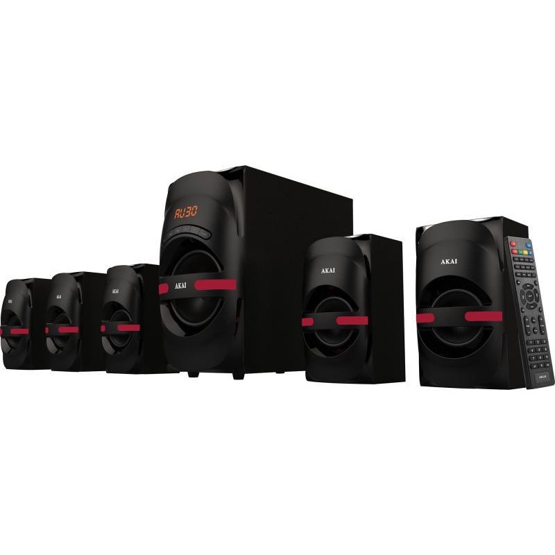 BOXE PC AKAI, 5.1, RMS 5 x 12 W, Bluetooth, cu fir, telecomanda wireless, conector Bluetooth, alimentare 220V, Jack 3.5mm, USB, 