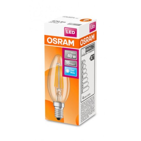 BEC LED Osram, soclu E14, putere 4W, forma lumanare, lumina alb naturala, alimentare 220 - 240 V, "000004058075114937" (timbru v