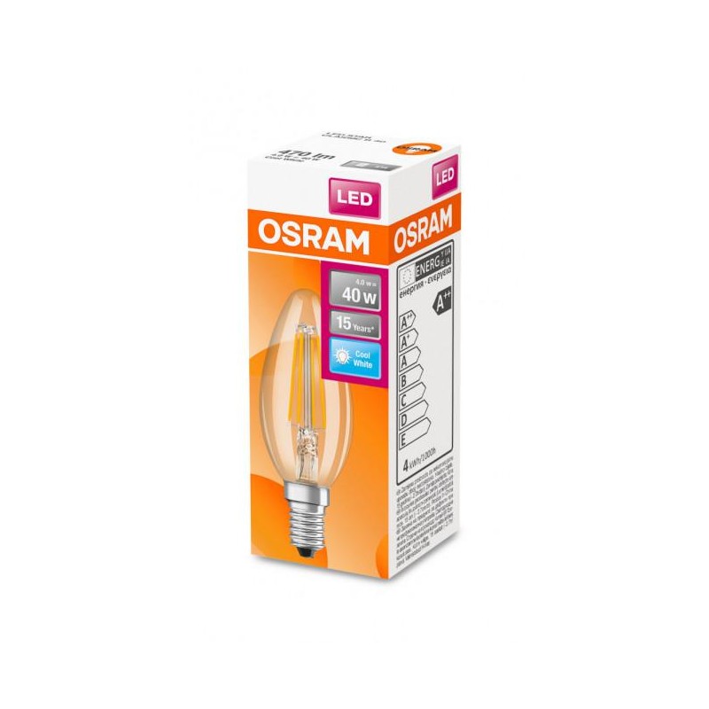 BEC LED Osram, soclu E14, putere 4W, forma lumanare, lumina alb naturala, alimentare 220 - 240 V, "000004058075114937" (timbru v