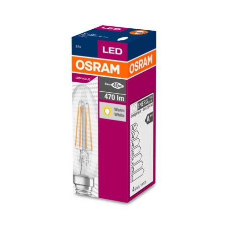 BEC LED Osram, soclu E14, putere 4W, forma lumanare, lumina alb calda, alimentare 220 - 240 V, "000004058075288706" (timbru verd