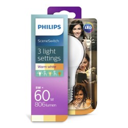 BEC LED Philips, soclu E27, putere 8W, forma clasic, lumina alb calda, alimentare 220 - 240 V, "000008718696588840" (timbru verd