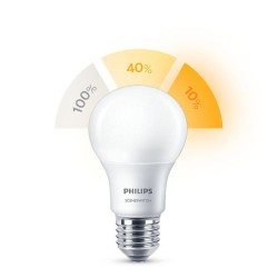 BEC LED Philips, soclu E27, putere 8W, forma clasic, lumina alb calda, alimentare 220 - 240 V, "000008718696588840" (timbru verd