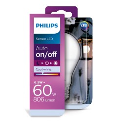 BEC LED Philips, soclu E27, putere 6.5W, forma clasic, lumina alb rece, alimentare 220 - 240 V, "000008718696739426" (timbru ver