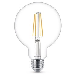 BEC LED Philips, soclu E27, putere 7W, forma clasic, lumina alb calda, alimentare 220 - 240 V, "000008718696742457" (timbru verd