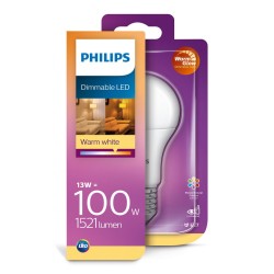 BEC LED Philips, soclu E27, putere 13W, forma clasic, lumina alb calda, alimentare 220 - 240 V, "000008718699659844" (timbru ver