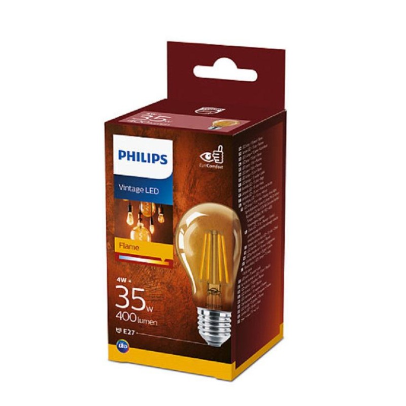 BEC LED Philips, soclu E27, putere 4W, forma clasic, lumina alb calda, alimentare 220 - 240 V, "000008718699673529" (timbru verd