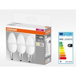 SET 3 becuri LED Osram, soclu E14, putere 5.5W, forma clasic, lumina alb calda, alimentare 220 - 240 V, "000004052899955509" (ti