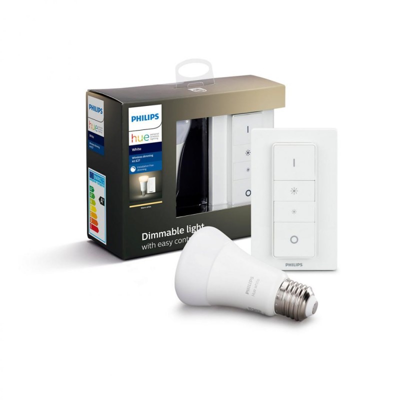 KIT smart LED Philips, soclu E27, putere 9W, forma clasic, lumina alb calda, alimentare 220 - 240 V, "000008718696785331" (timbr