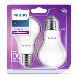 SET 2 becuri LED Philips, soclu E27, putere 12.5W, forma clasic, lumina alb rece, alimentare 220 - 240 V, "000008718696813737" (