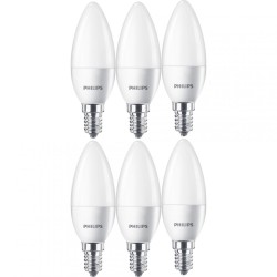 SET 6 becuri LED Philips, soclu E27, putere 5.5W, forma lumanare, lumina alb calda, alimentare 220 - 240 V, "000008718696829912"