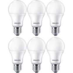 SET 6 becuri LED Philips, soclu E27, putere 9W, forma clasic, lumina alb calda, alimentare 220 - 240 V, "000008718696829998" (ti
