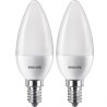 SET 2 becuri LED Philips, soclu E14, putere 7W, forma lumanare, lumina alb calda, alimentare 220 - 240 V, "000008718699614157" (