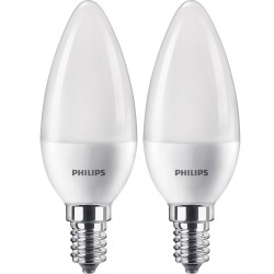 SET 2 becuri LED Philips, soclu E14, putere 7W, forma lumanare, lumina alb calda, alimentare 220 - 240 V, "000008718699614157" (