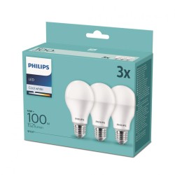 SET 3 becuri LED Philips, soclu E27, putere 14W, forma clasic, lumina alb rece, alimentare 220 - 240 V, "000008718699694906" (ti