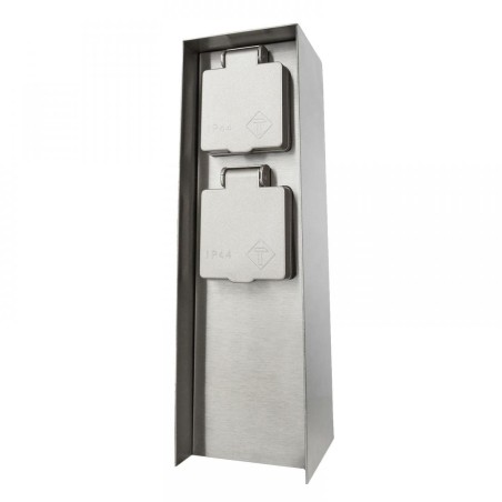 PRIZA exterior PHILIPS, 2 X socket, inox, IP44, "0000008718291455400" (timbru verde 0.18 lei)