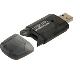 CARD READER extern LOGILINK, interfata USB 2.0, citeste/scrie: SD, MMC, RS-MMC; plastic, negru-transparent "CR0007" (timbru verd