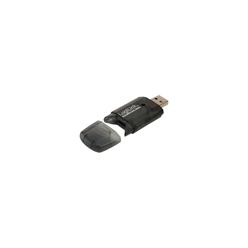 CARD READER extern LOGILINK, interfata USB 2.0, citeste/scrie: SD, MMC, RS-MMC; plastic, negru-transparent "CR0007" (timbru verd