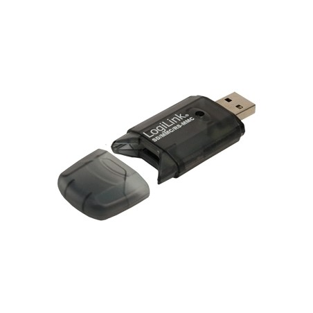 CARD READER extern LOGILINK, interfata USB 2.0, citeste/scrie: SD, MMC, RS-MMC; plastic, negru-transparent "CR0007" (timbru verd