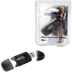 CARD READER extern LOGILINK, interfata USB 2.0, citeste/scrie: SD, MMC, RS-MMC; plastic, negru-transparent "CR0007" (timbru verd