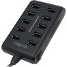HUB extern LOGILINK, porturi USB: USB 2.0 x 10, conectare prin USB 2.0, alimentare retea 220 V, cablu 0.6 m, negru, "UA0125"  (t