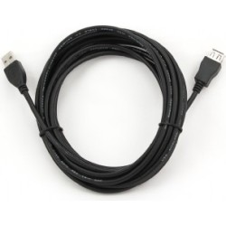 CABLU USB GEMBIRD prelungitor, USB 2.0 (T) la USB 2.0 (M), 4.5m, conectori auriti, negru, "CCP-USB2-AMAF-15C" (timbru verde 0.18