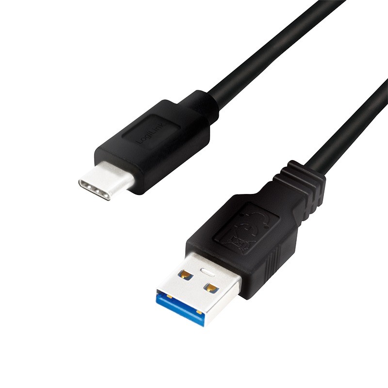 CABLU alimentare si date LOGILINK, pt. smartphone, USB 3.2, USB Type-A (T) la USB Type-C (T), 0.15m, negru, "CU0166" (timbru ver