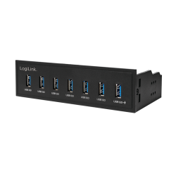 HUB intern LOGILINK, porturi USB 5.25": USB 3.0 x 7, conectare prin USB 3.0, fast charging, negru, "UA0342" (timbru verde 0.8 le