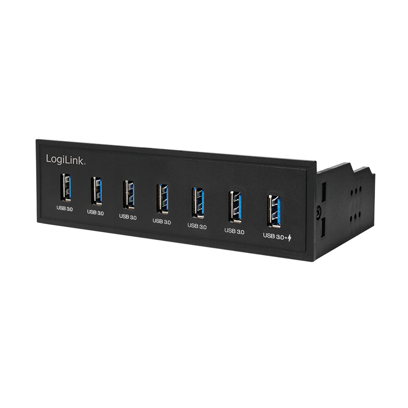 HUB intern LOGILINK, porturi USB 5.25": USB 3.0 x 7, conectare prin USB 3.0, fast charging, negru, "UA0342" (timbru verde 0.8 le